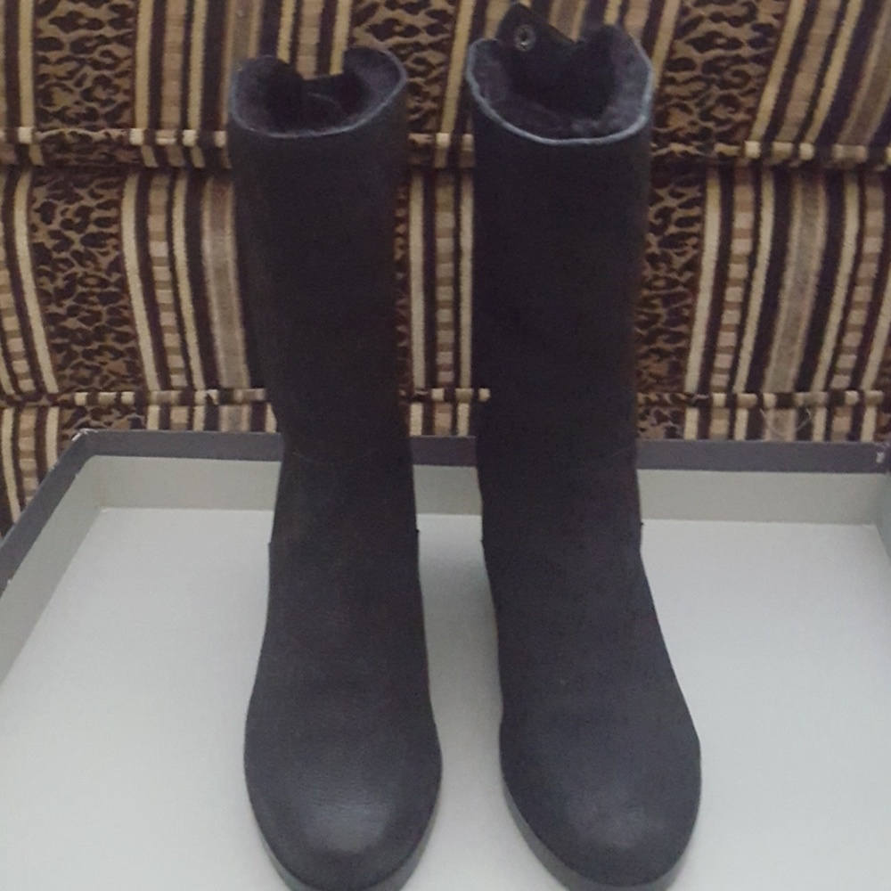 Eileen Fisher GLAD black matte washed nubuck/fur